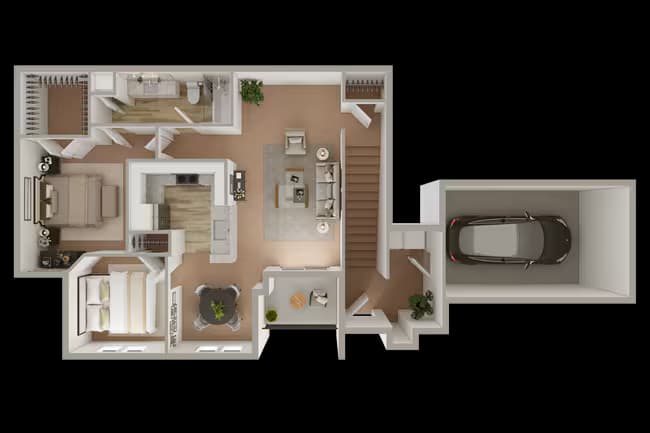 2 Bedroom 1 Bath 1614 floor plan