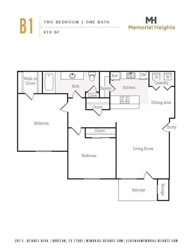 Two bedroom B1 2432 floor plan