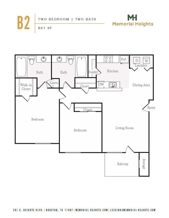 Two bedroom B2 1013 floor plan