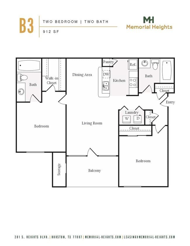 Two bedroom B3 2318 floor plan