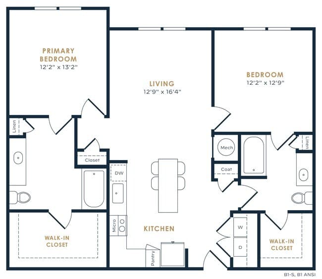 2 Beds • 2 Bath 0428 floor plan