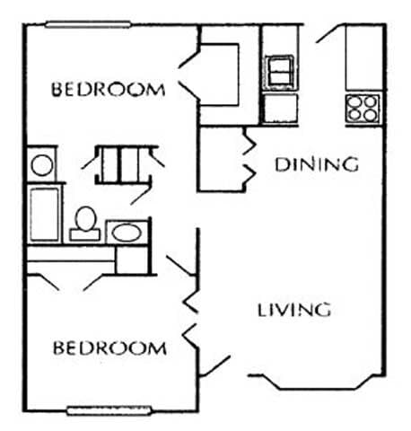 2 Beds • 2 Bath 0710 floor plan
