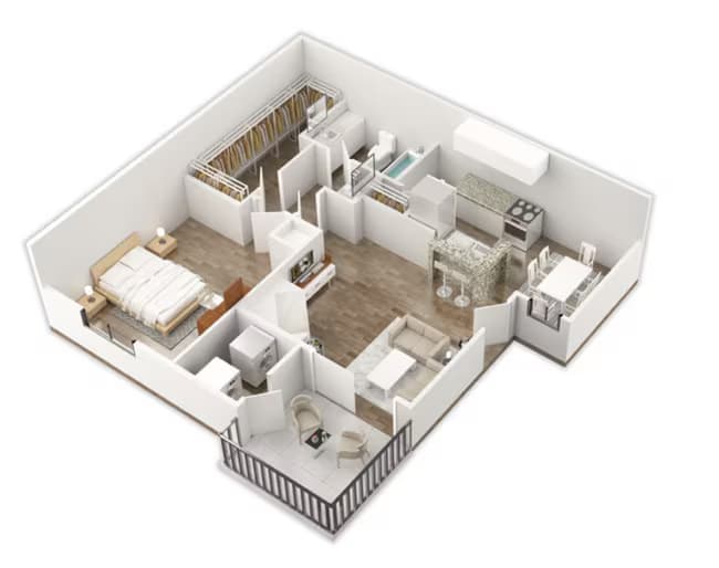 1 Bed • 1 Bath 0608 floor plan