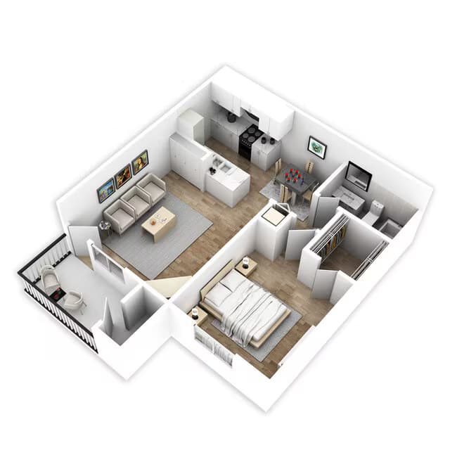 1 Bed • 1 Bath 14P-1415 floor plan