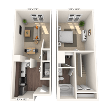 Dual Level 1x1 680-1175 SF 3512 floor plan