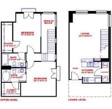 Traditional 2x2 920-1232 SF 211 floor plan