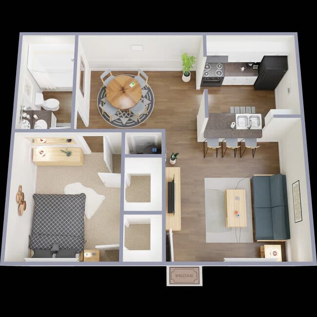 1 Bedroom / 1 Bathroom Silver 30 floor plan