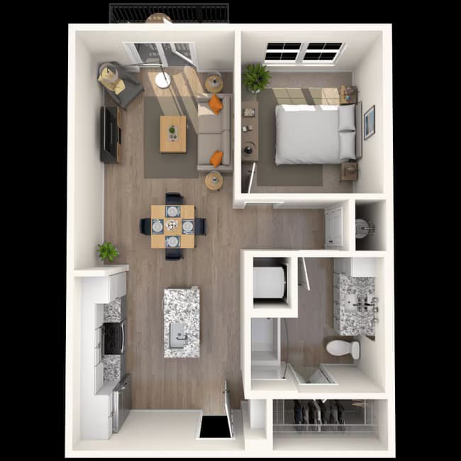 Traditional 1x1 675-743 SF-FP 2309 floor plan