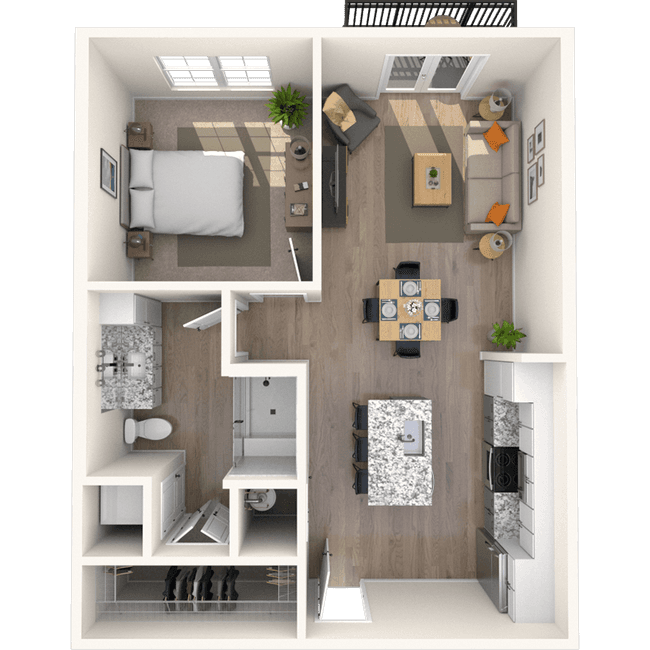 Traditional 1x1 720-950 SF-FP 4108 floor plan