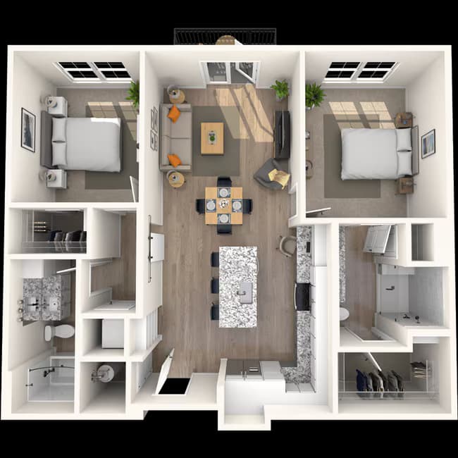 Traditional 2x2 1080-1181 SF-FP 6307 floor plan