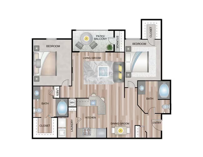 2 Beds • 2 Bath 0926 floor plan
