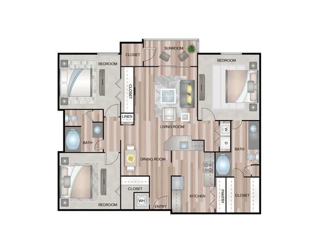 3 Beds • 2 Bath 0627 floor plan