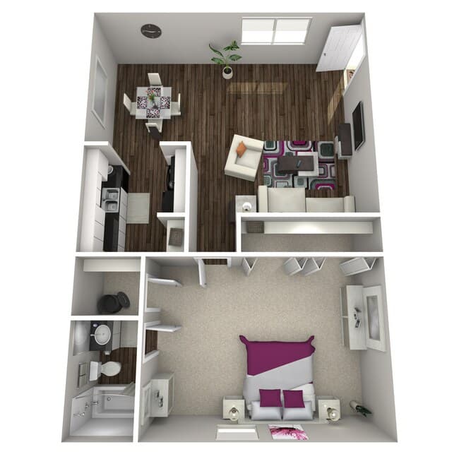 1 Bedroom/ 1 Bathroom Silver 99 floor plan