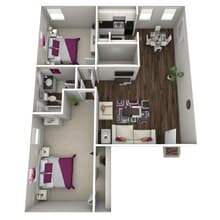 2 Bedroom / 1 Bathroom Platinum 136 floor plan