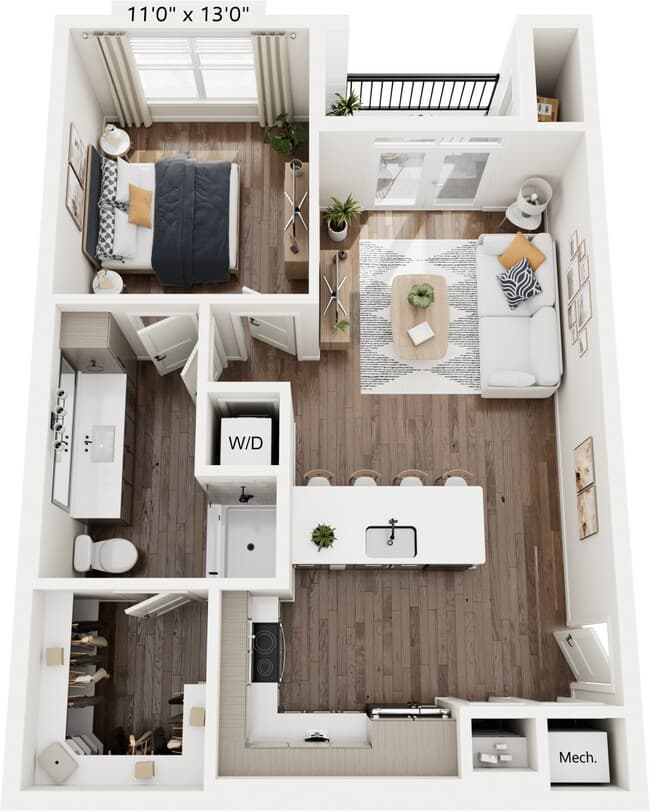1 Bed • 1 Bath 5103 floor plan