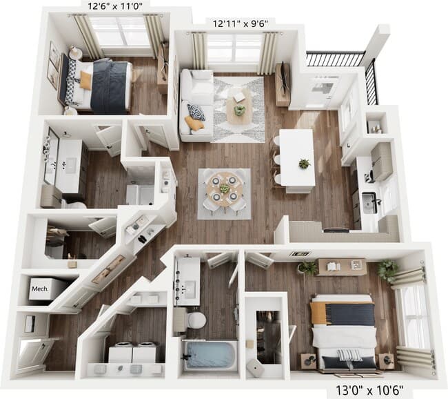 2 Beds • 2 Bath 6201 floor plan