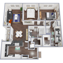 2 Bedroom 2 Bathroom with Shower, Tub 3301 floor plan