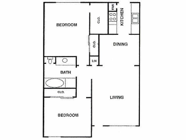 1 Bed • 1 Bath 0606 floor plan