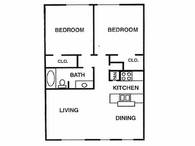 1 Bed • 1 Bath 0206 floor plan
