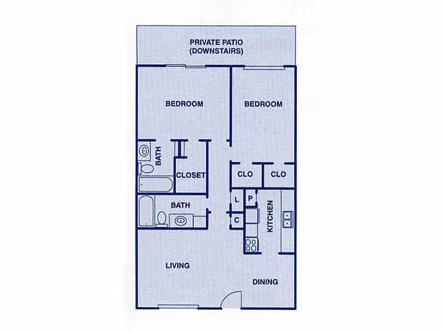 2 Beds • 2 Bath floor plan