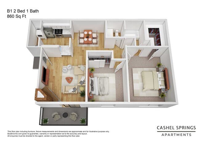 2 Beds • 1 Bath 1012 floor plan