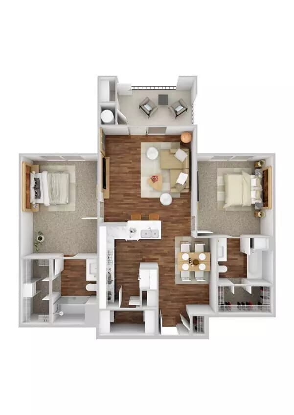 2 Beds • 2 Bath 1302 floor plan