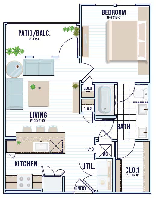 A1 1-1101 floor plan