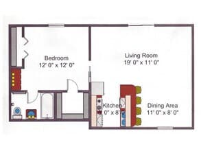 1X1 Model 45 floor plan