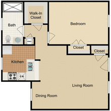 1 Bedroom 1 Bath Apartment with 603 Square Feet... 233 floor plan