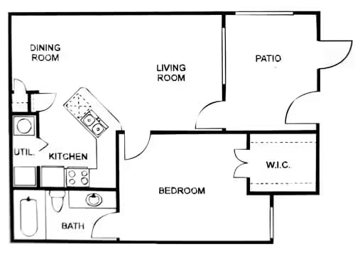 One Bedroom One Bathroom-A 60 1109 floor plan