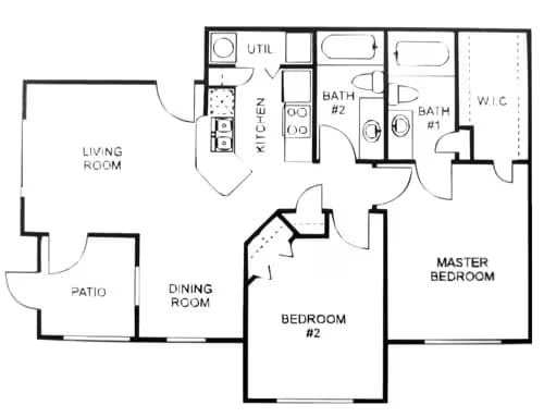 Two Bedroom Two Bathroom-B 60 608 floor plan