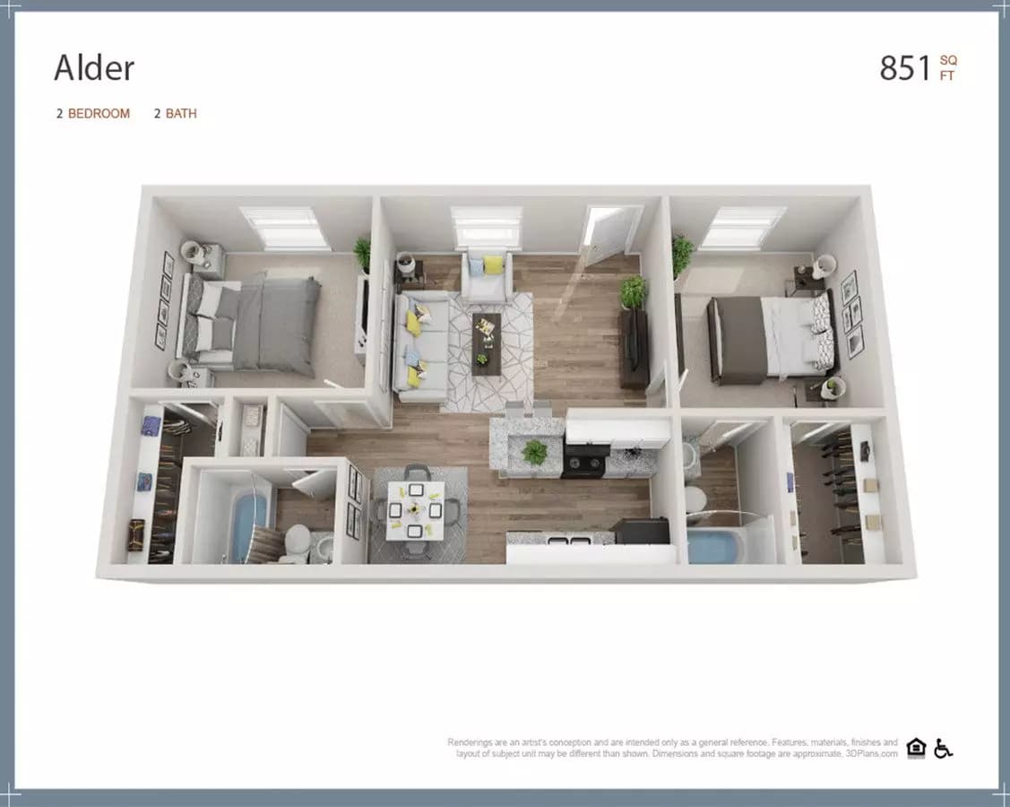 Alder | 2 Bed | 2 Bath 4002 floor plan