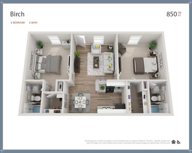 2 Beds • 2 Bath 602 floor plan