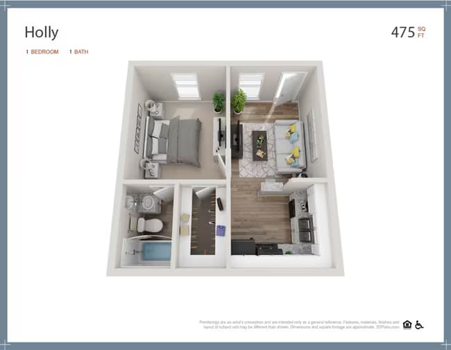 1 Bed • 1 Bath 814 floor plan