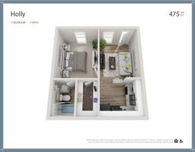 Holly | 1 Bed | 1 Bath 1412 floor plan