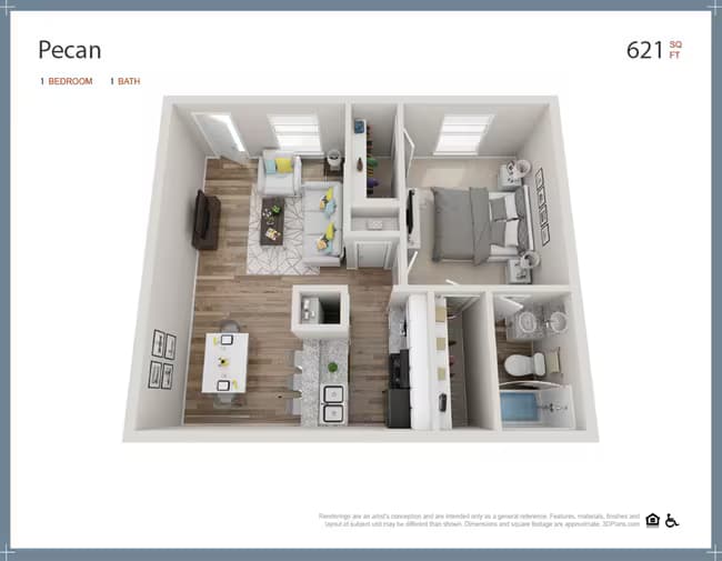 1 Bed • 1 Bath 120 floor plan