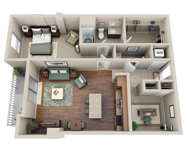 1 Bed • 1 Bath 2014 floor plan