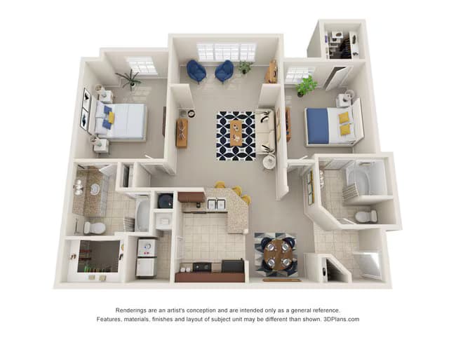 2 Beds • 2 Bath 06303 floor plan