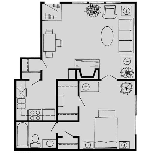 1 Bed • 1 Bath 0103 floor plan