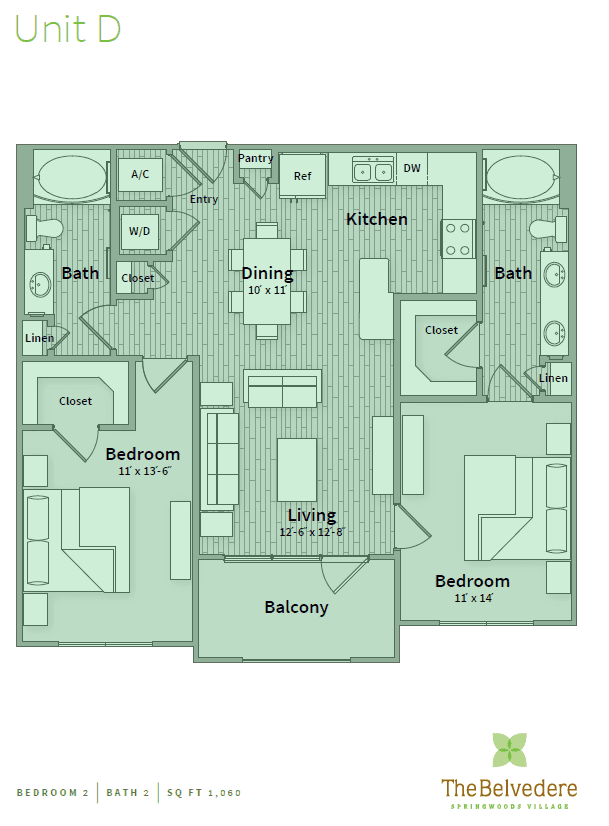 2 Beds • 2 Bath 346 floor plan