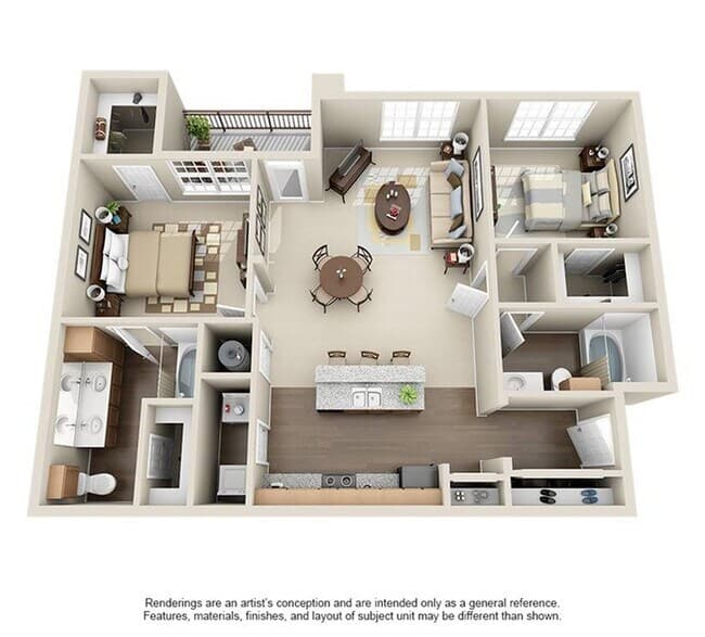 2 Beds • 2 Bath 2302 floor plan