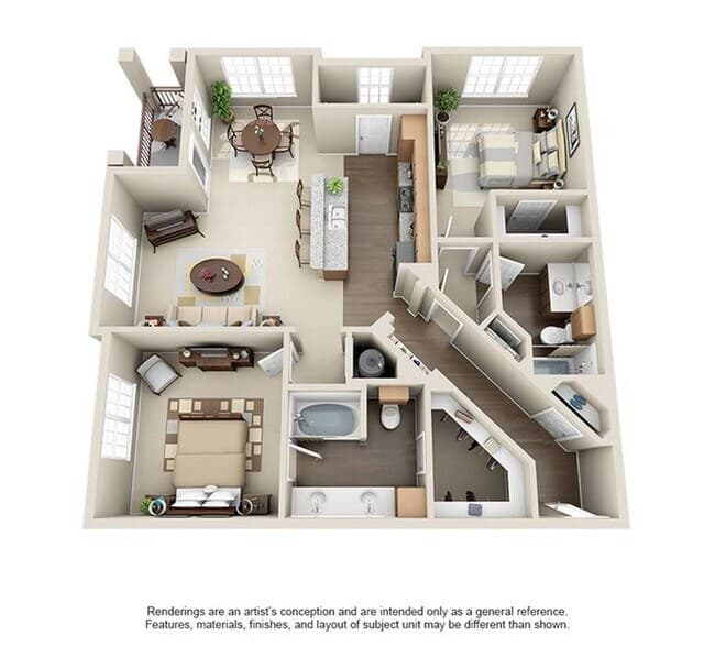 2 Beds • 2 Bath 1201 floor plan