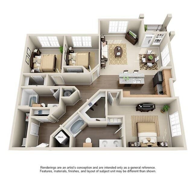 3 Beds • 2 Bath 1332 floor plan