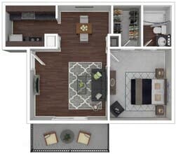 One Bedroom One Bath 0521 floor plan