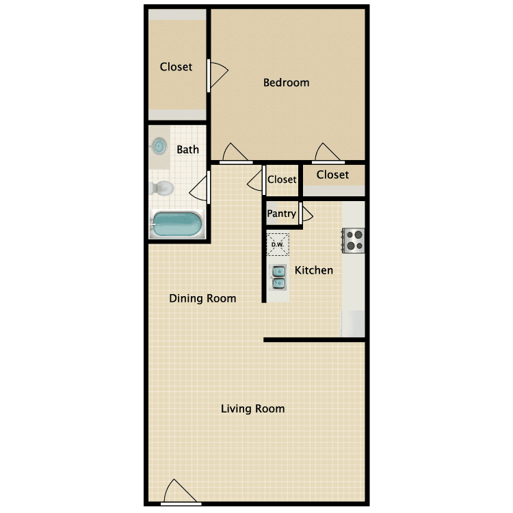1 Bed • 1 Bath floor plan