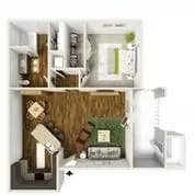 1 Bed • 1 Bath 1425 floor plan