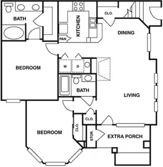 2 Beds • 2 Bath 1017 floor plan