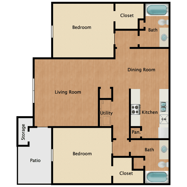 2 BDRM B 289 floor plan
