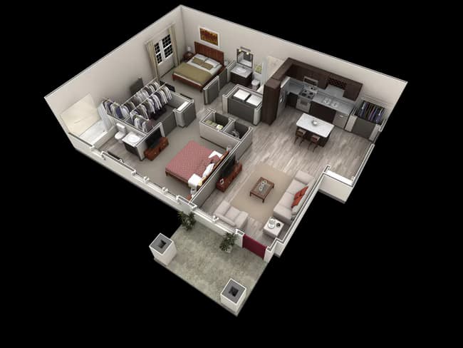 2 BR Designer Courtyard Garage 121 floor plan