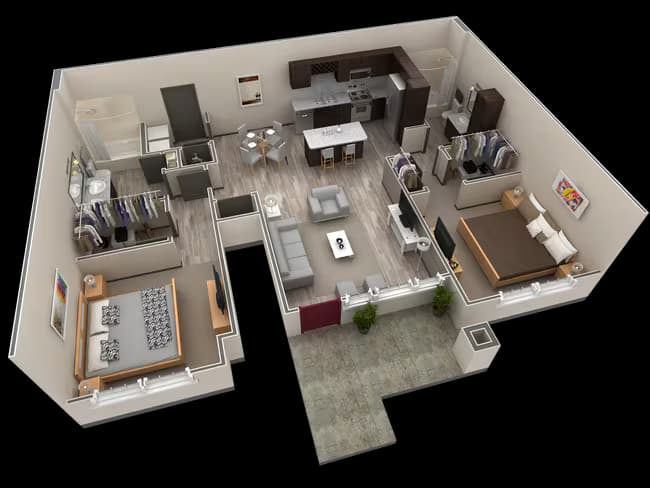 2 BR Grand Courtyard 416 floor plan